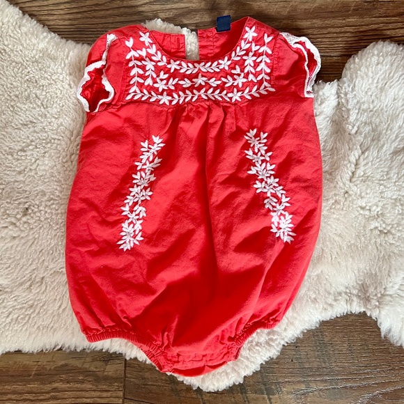 Embroidered Coral Coloured Romper - 100% Cotton - Toddler - Picture 1 of 1